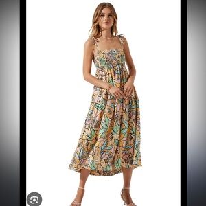 Astr Yellow and Pink Bustier Sundress Wedding Guest